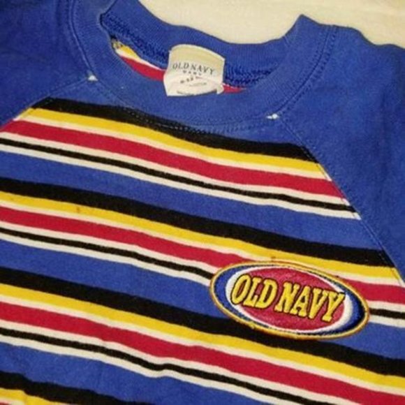 Y2K VTG Old Navy Infant Baby Boy Striped Romper Long Sleeve Size 6-12 Months - Picture 3 of 4